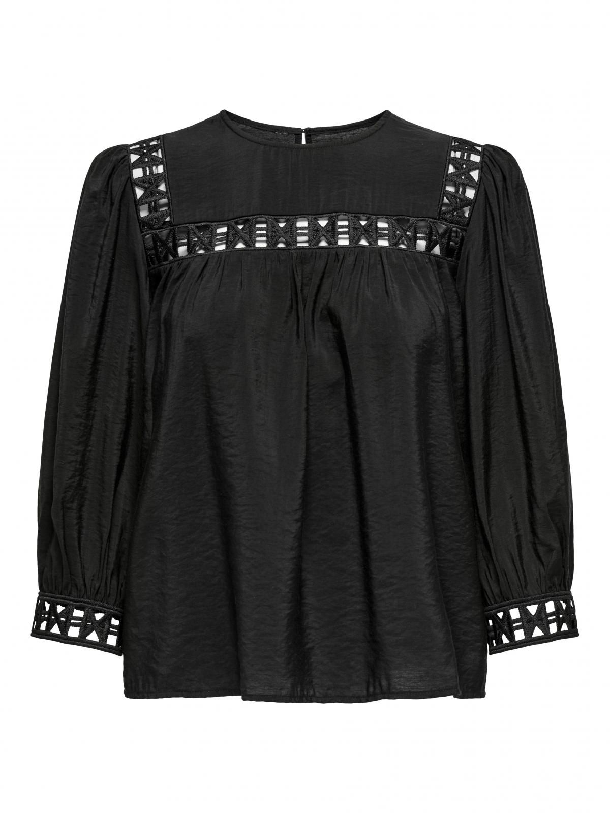 제이디와이 레이스 펀칭 7부 퍼프소매 블라우스 15350550_2161 BLACK / BLACK - 상세 이미지 3