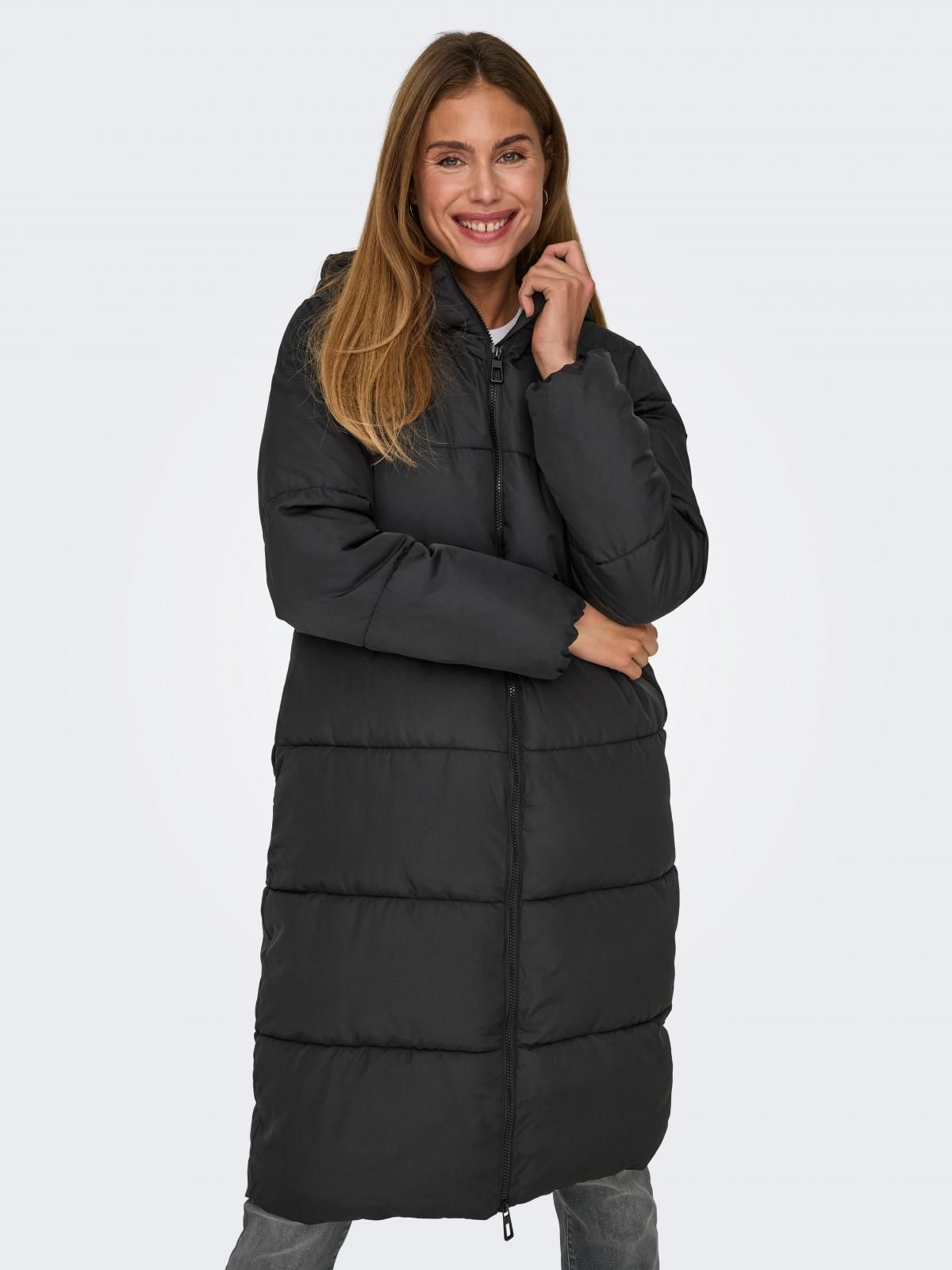온리 테크니컬 방풍 후드 롱 패딩 코트 15340781_2161 BLACK / BLACK - 상품 이미지