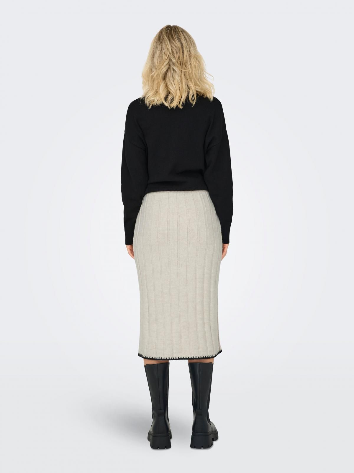온리 니트 슬릿 미디 스커트 15330190_115_1131878 BEIGE / PUMICE STONE - 상세 이미지 2