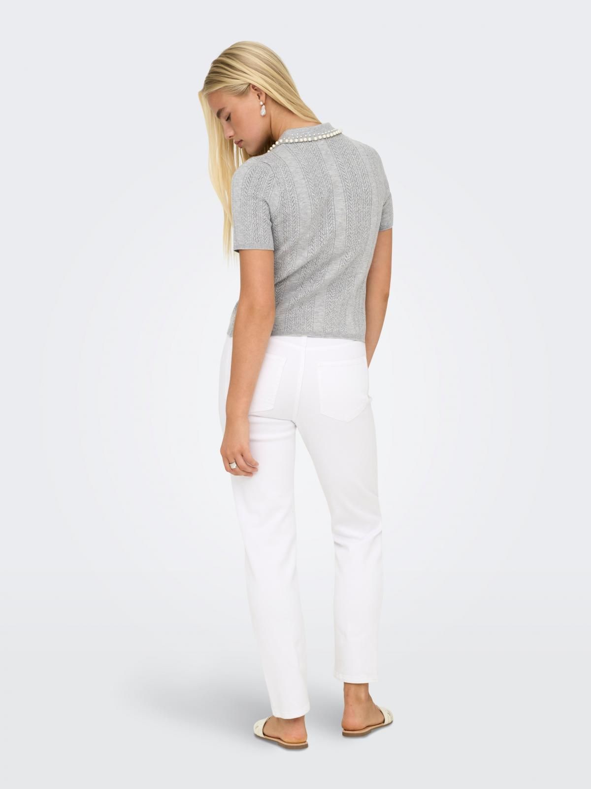 온리 진주카라 반팔 폴로 니트 탑 15357340_2381 GREY / LIGHT GREY MELANGE - 상세 이미지 2