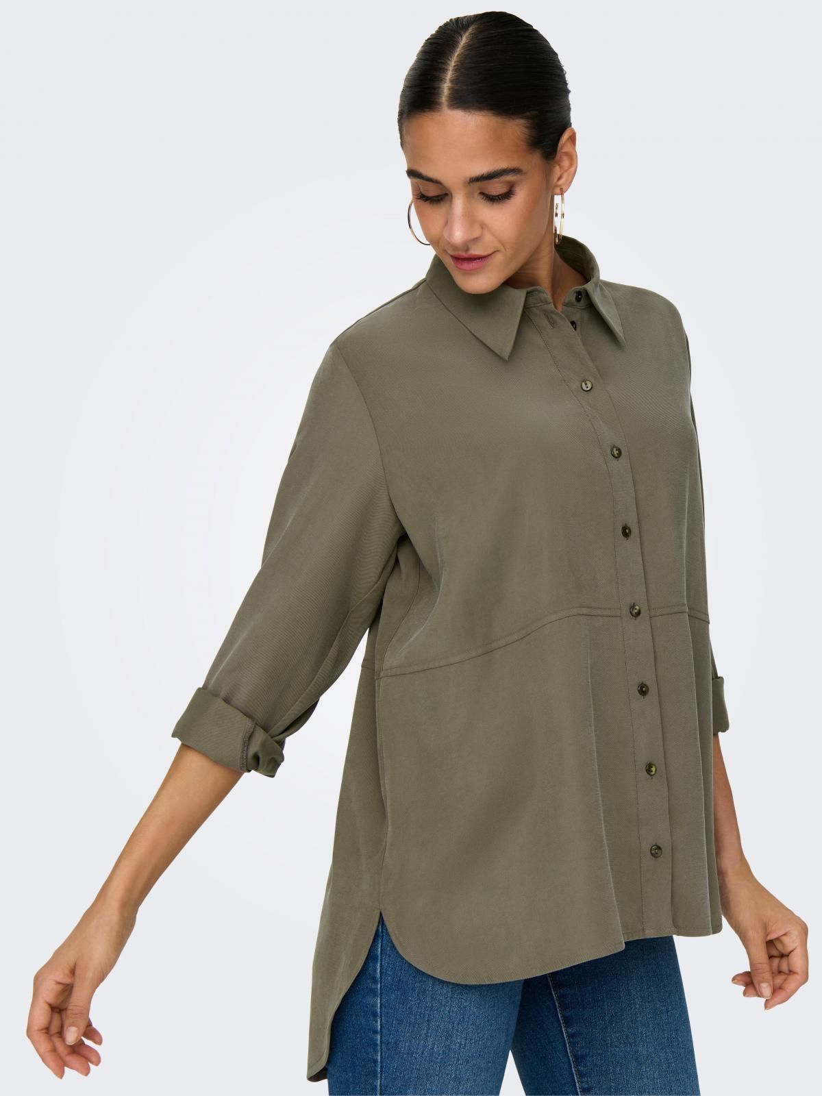 제이디와이 오버핏 테크니컬 카키 셔츠 15284703_120 GREY / WALNUT - 상품 이미지