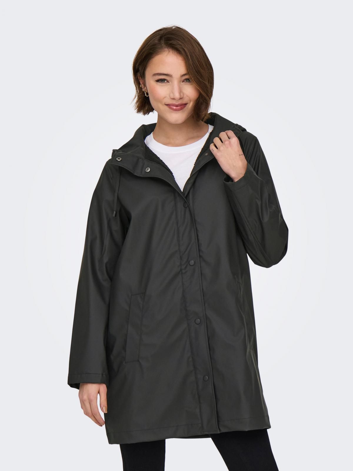 온리 워터프루프 테크니컬 후드 레인코트 15182762_2161 BLACK / BLACK - 메인 이미지