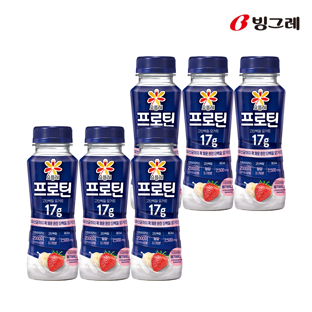 빙그레 요플레 프로틴 드링크 요거트 딸기바나나 6개입 이미지 1
