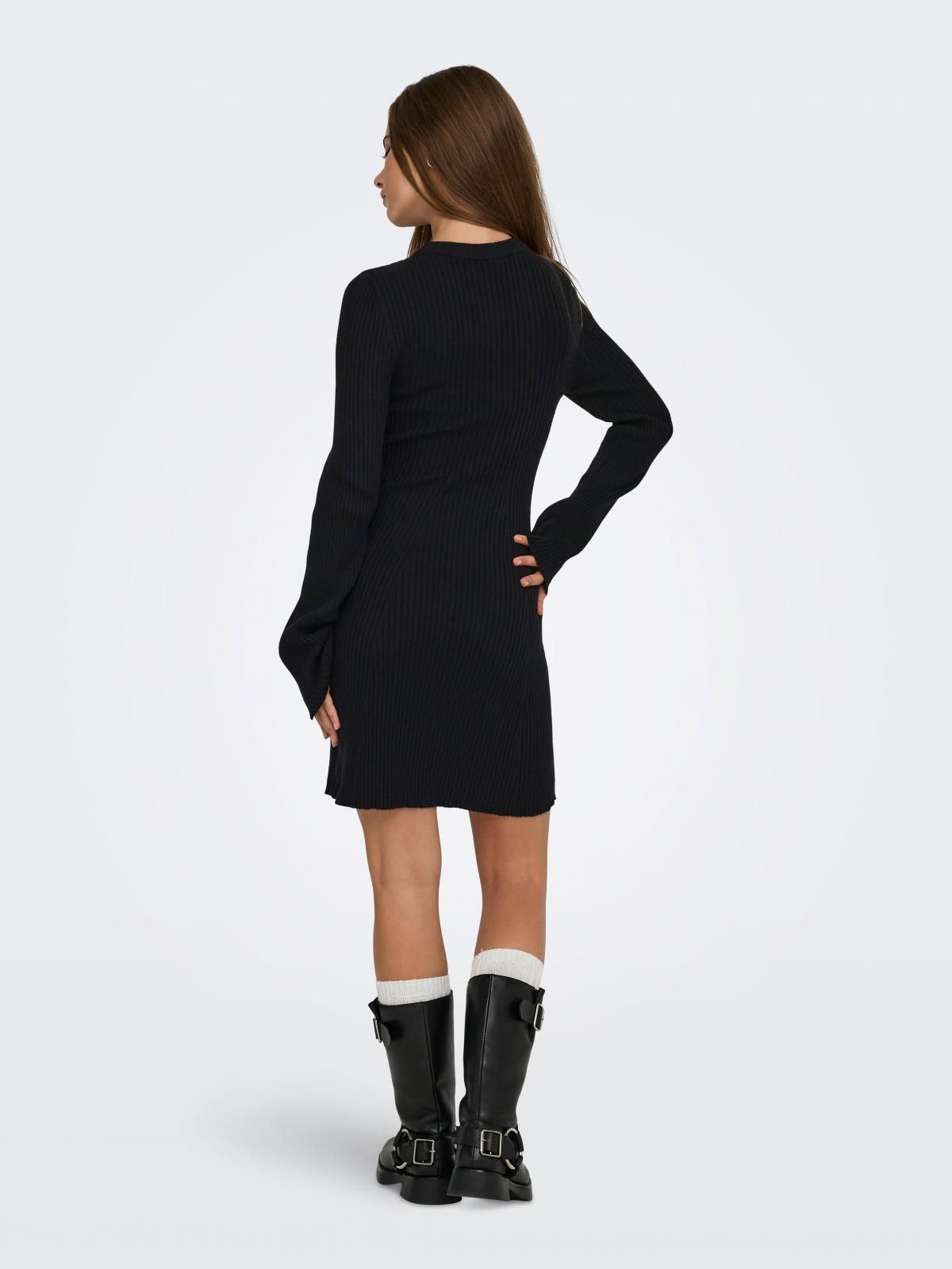 온리 베이직 라운드넥 니트 미니 원피스 15365658_2161 BLACK / BLACK - 상세 이미지 2