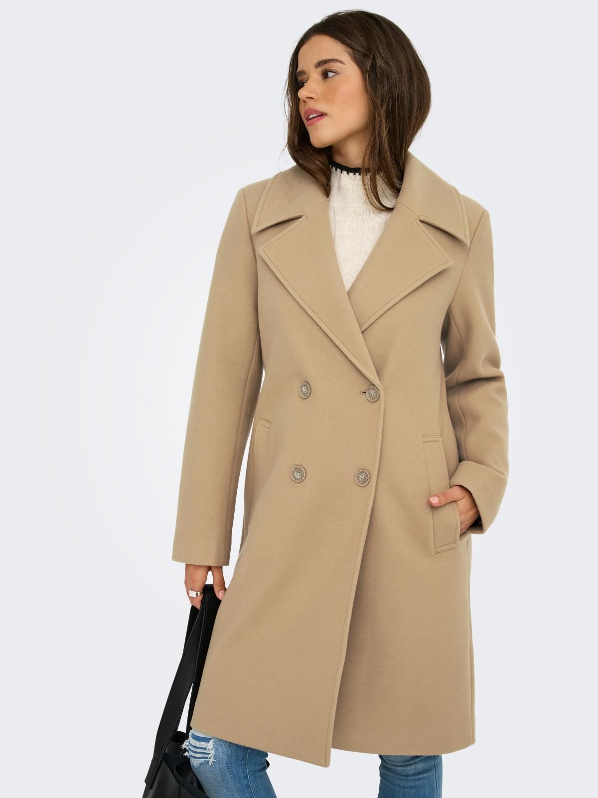 온리 더블버튼 클래식 테크니컬 롱 코트 15349217_240 BROWN / TANNIN - 상품 이미지