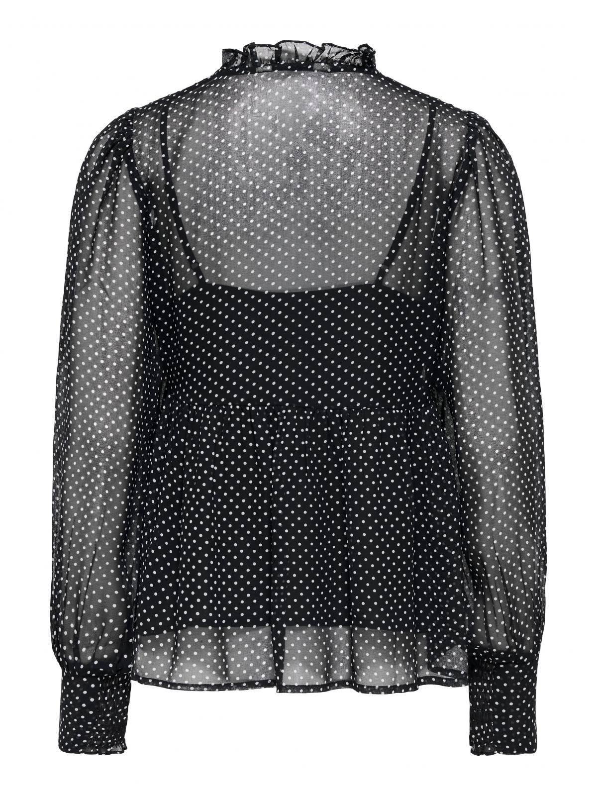 온리 도트 패턴 시스루 브이넥 블라우스 15372407_2161_1267709 BLACK / BLACK - 상세 이미지 4
