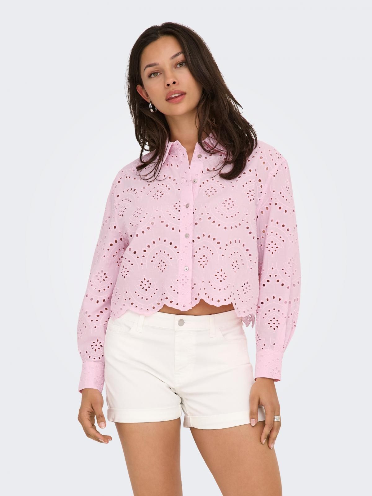 온리 펀칭 루즈핏 긴팔 셔츠 15269568_808 PURPLE / PINK LADY - 상품 이미지