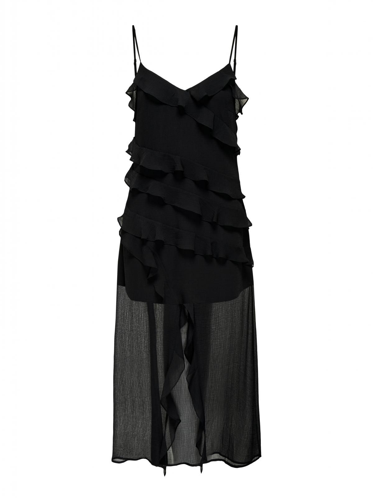 온리 프릴 슬리브리스 롱 원피스 15358168_2161 BLACK / BLACK - 상세 이미지 3