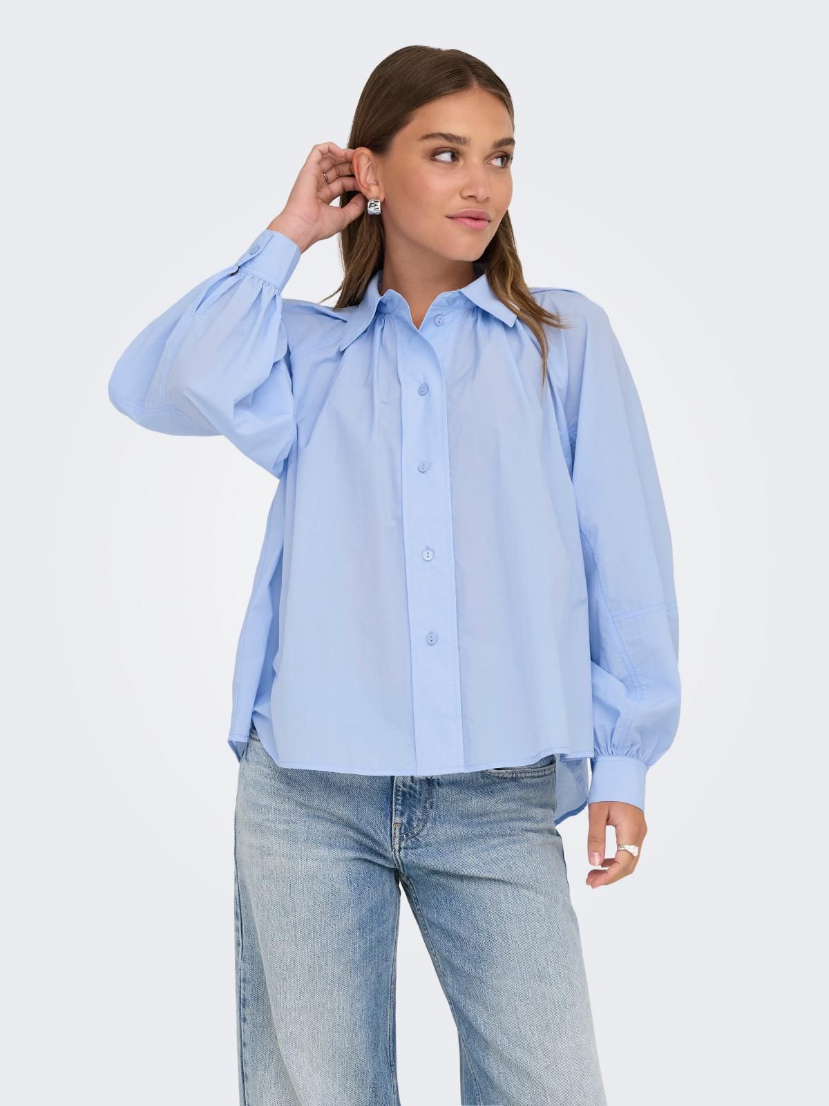 온리 루즈핏 테크니컬 긴팔 셔츠 블루 15370568_1243 BLUE / CASHMERE BLUE - 상품 이미지
