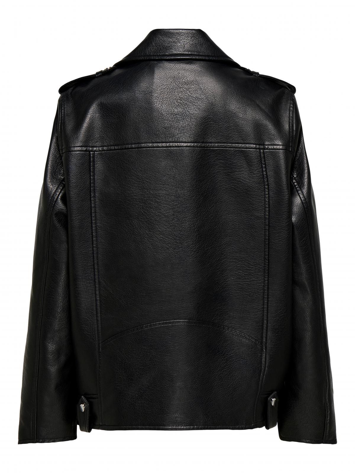 온리 오버핏 테크니컬 레더 바이커 재킷 15356198_2161 BLACK / BLACK - 상세 이미지 4