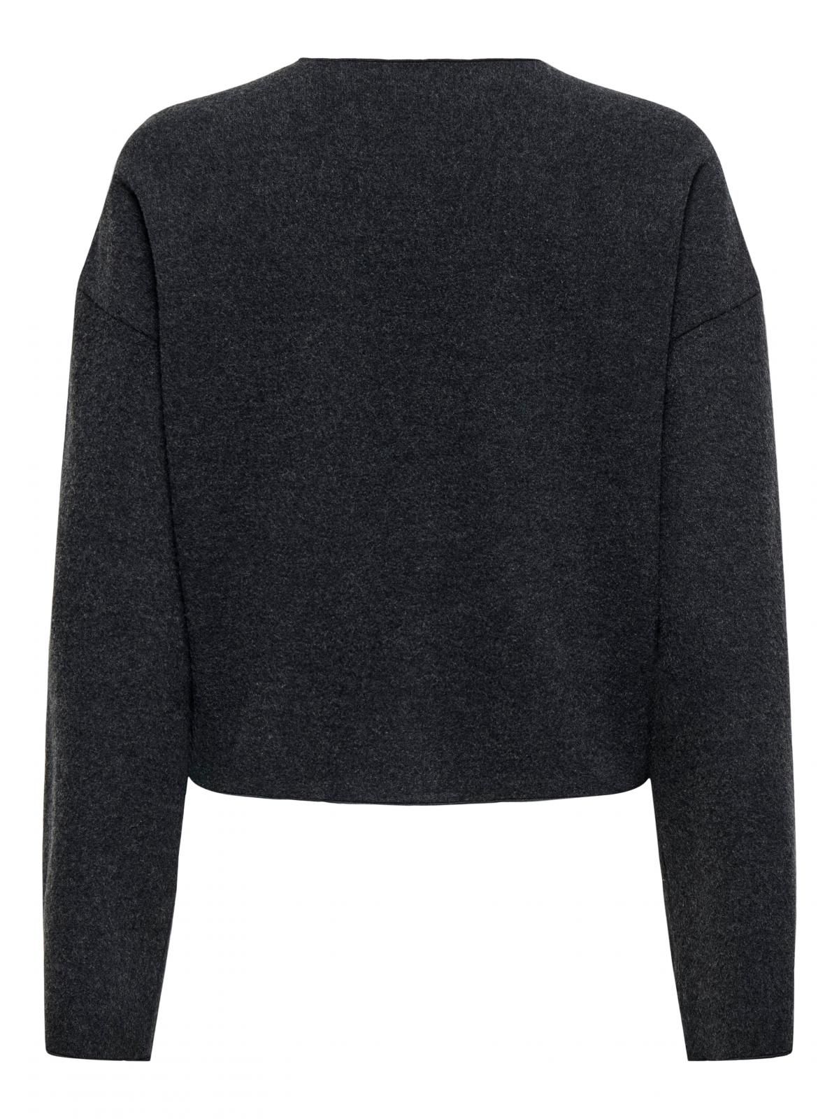 온리 베이직 라운드넥 버튼 가디건 15364998_2383 GREY / DARK GREY MELANGE - 상세 이미지 4