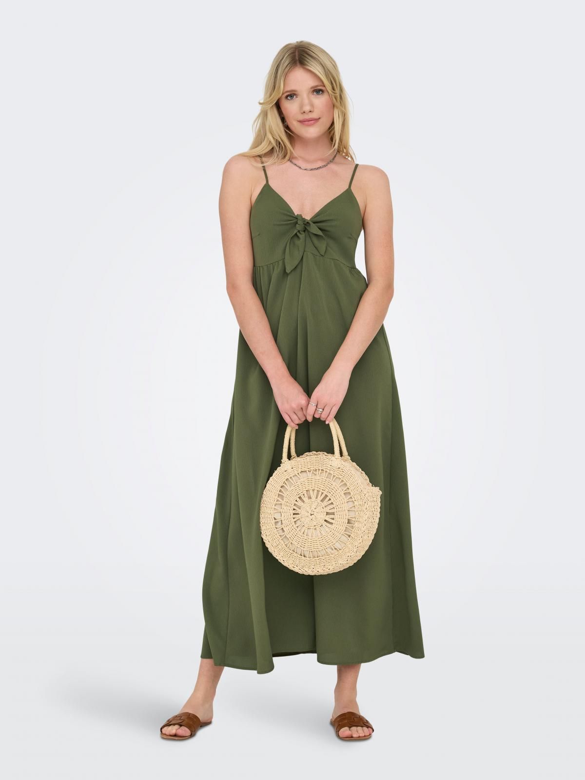 온리 스트랩 브이넥 스트랩 롱 원피스 15352895_4263 GREEN / KALAMATA - 상세 이미지 5