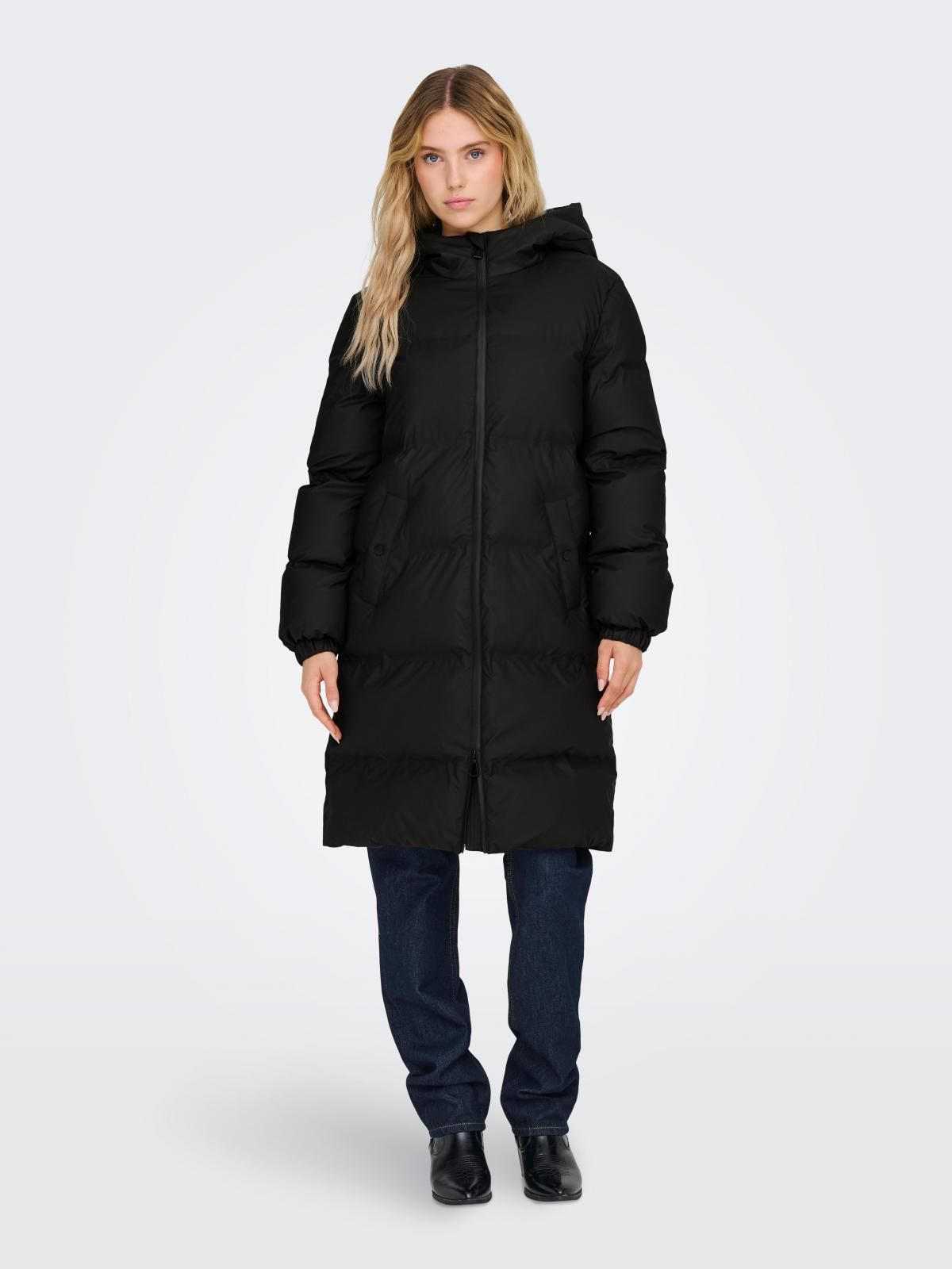 온리 테크니컬 방한 롱 후드 패딩코트 15340973_2161 BLACK / BLACK - 상품 이미지