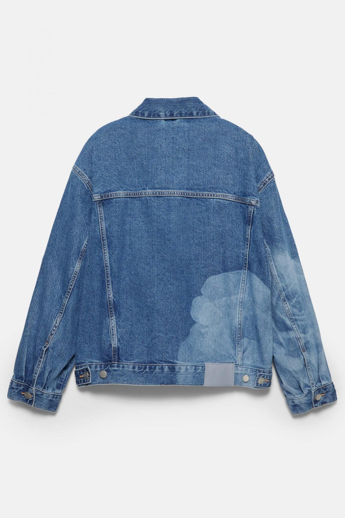 풀앤베어 레이저 플로럴 프린트 데님 트러커 재킷 7700/385 MEDIUM BLUE - 상세 이미지 4