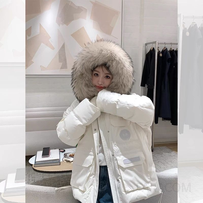 여성 루즈핏 후드 퍼트리밍 숏패딩 점퍼 겨울 오버핏 따뜻한 캐주얼 데일리 아우터 - 상세 이미지 4