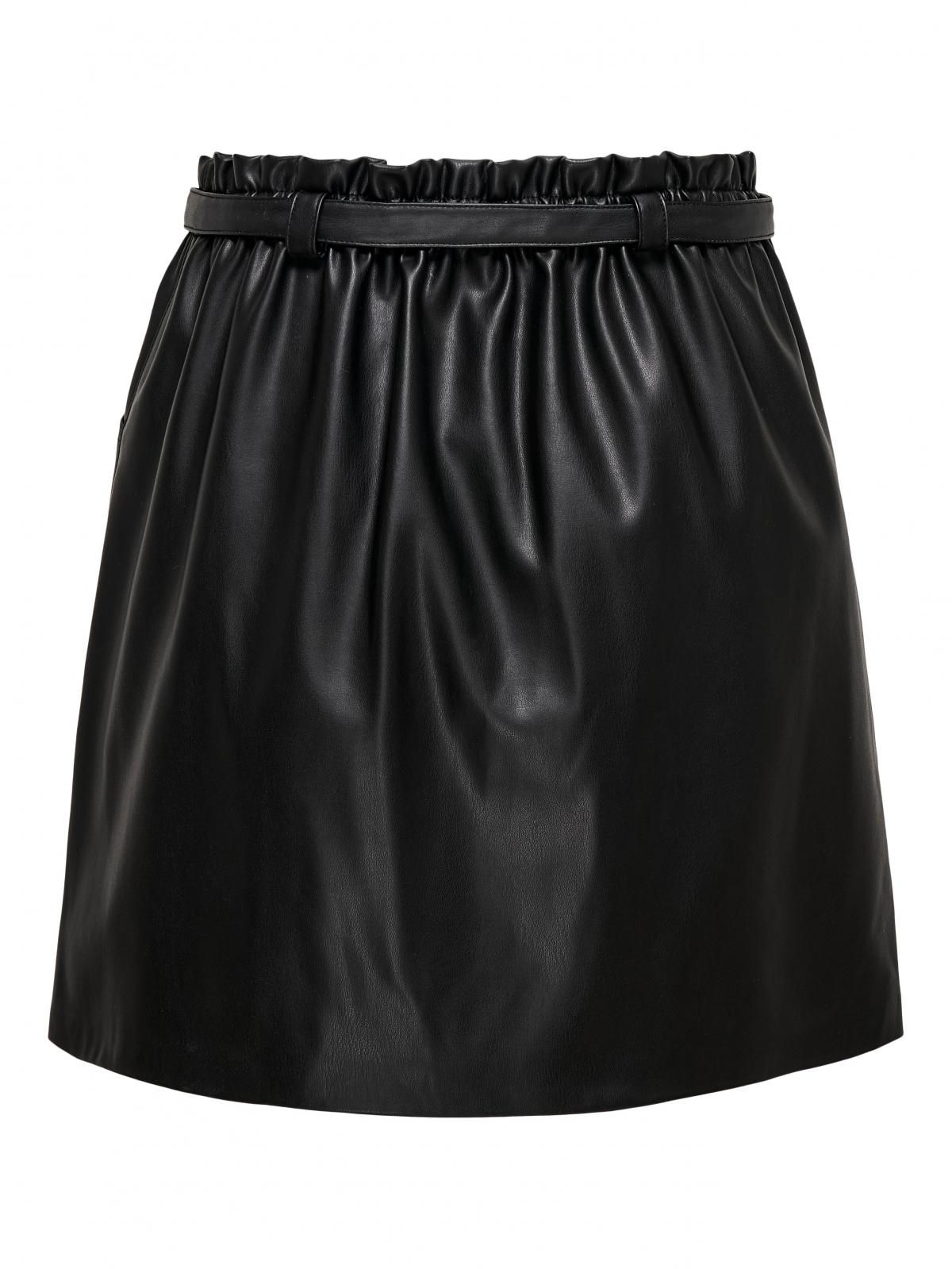 온리 페이크레더 벨트 미니 스커트 15229099_2161 BLACK / BLACK - 상세 이미지 4