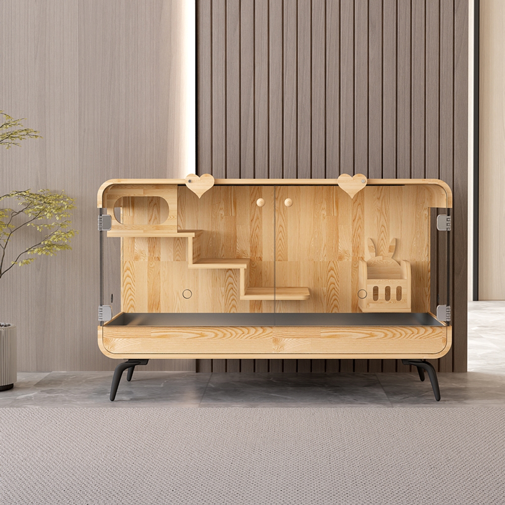 고양이 하우스 고급 빌라 원목 캣휠 기니피그 골든햄스터 케이지 116x45x60 아크릴 문 - 상품 이미지