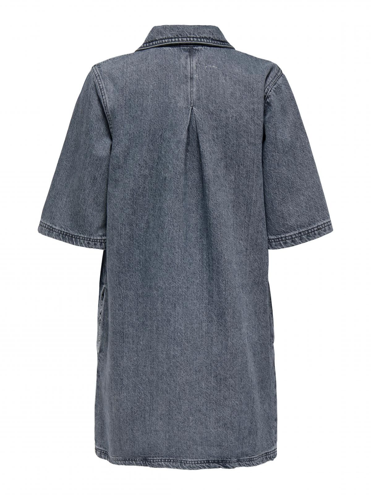 온리 데님 카라 반팔 버튼업 미니 원피스 15335635_3601 GREY / GREY DENIM - 상세 이미지 4