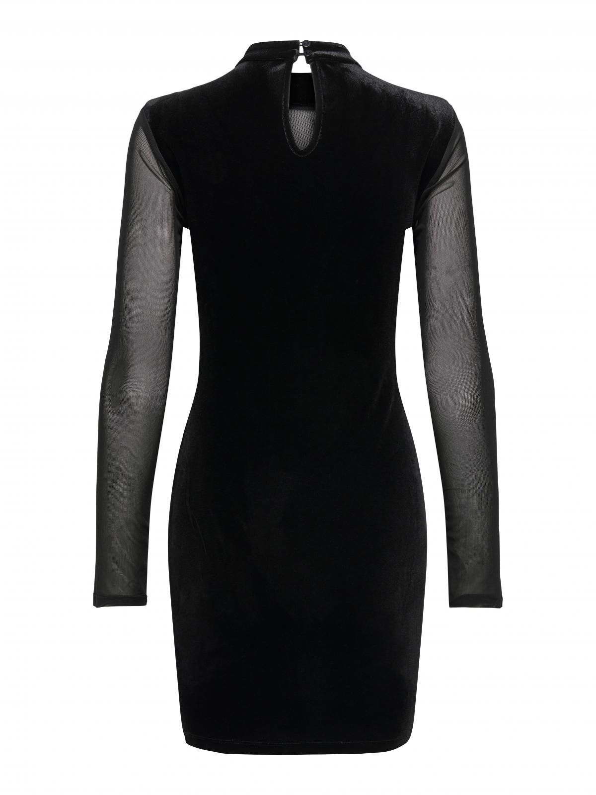 온리 시스루 벨벳 테크니컬 미니 원피스 15360667_2161 BLACK / BLACK - 상세 이미지 4