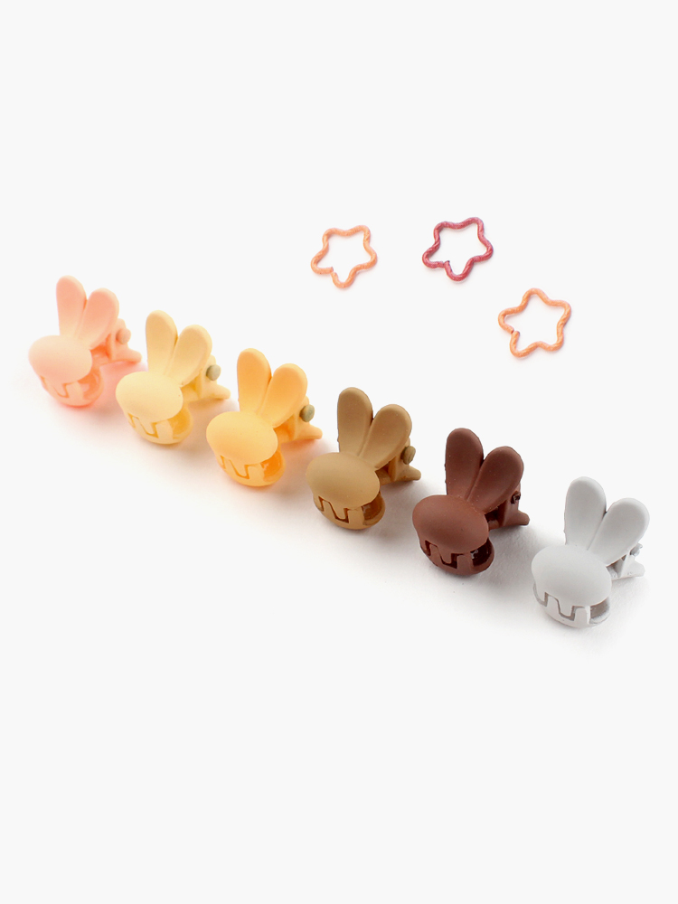 웜 토깽이 키치 6종 집게핀세트 (컬러랜덤) 유아헤어핀 - 메인 이미지