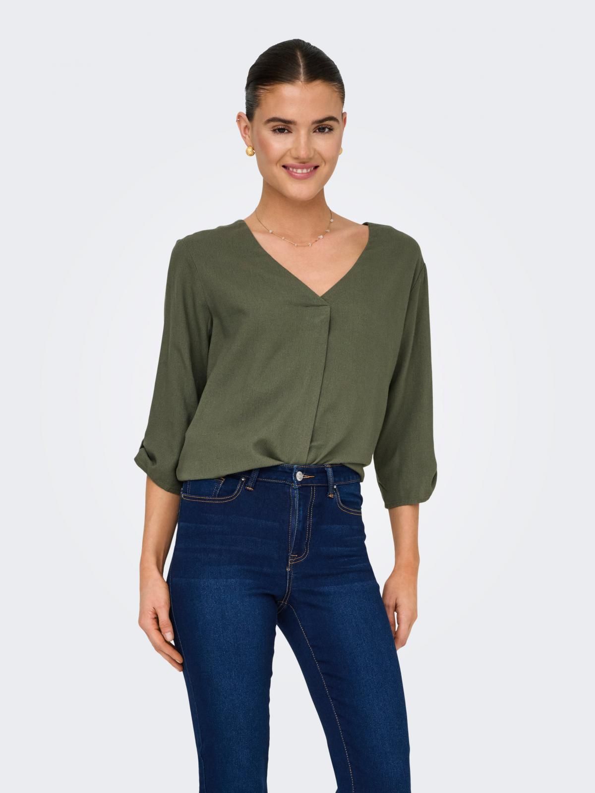 제이디와이 데일리 브이넥 볼륨소매 블라우스 15317390_4263 GREEN / KALAMATA - 상세 이미지 2
