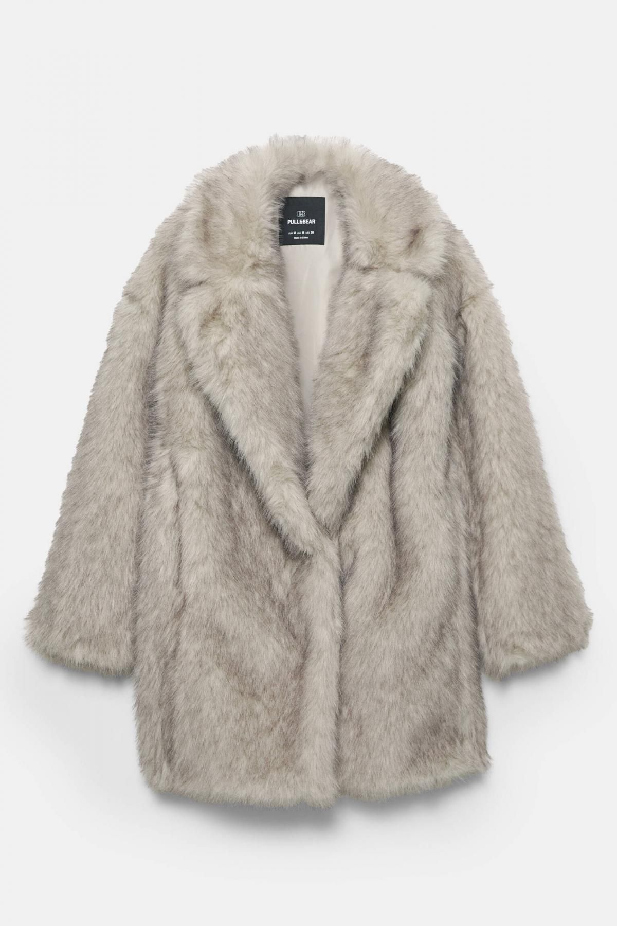 풀앤베어 페이크퍼 라펠카라 롱코트 7800/320 PEARL GREY - 상품 이미지