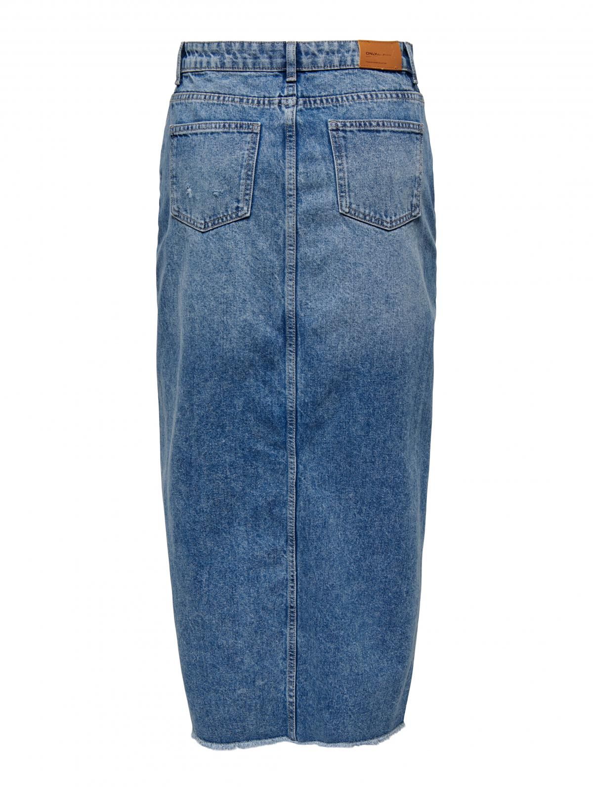 온리 빈티지 데님 롱 스커트 슬릿 15324102_2115 BLUE / MEDIUM BLUE DENIM - 상세 이미지 4