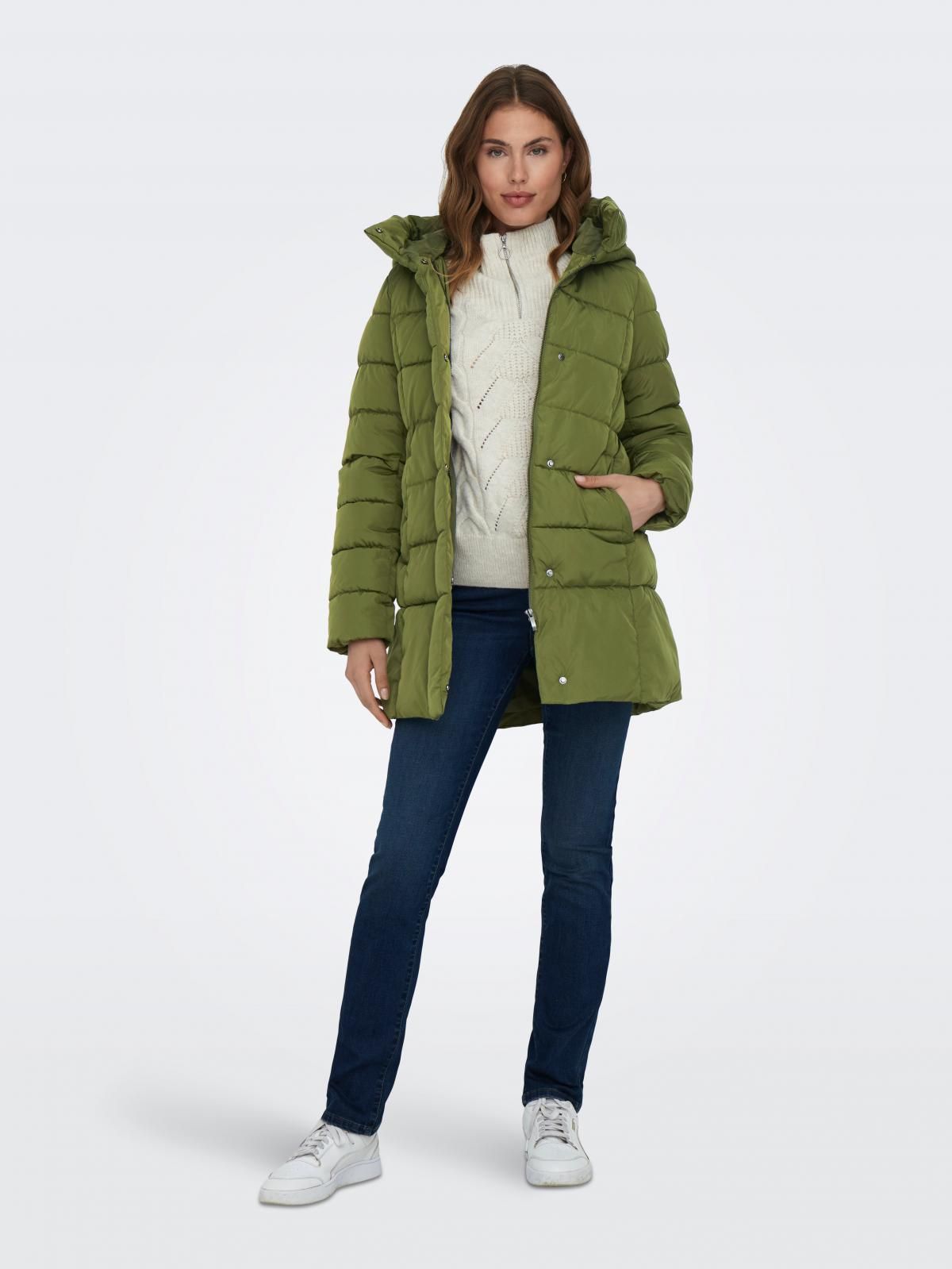 온리 테크니컬 방풍 하이넥 롱 후드 패딩코트 15304782_2009 GREEN / WINTER MOSS - 상세 이미지 5