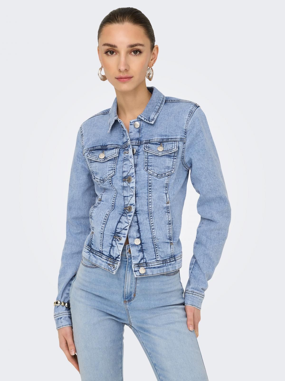 온리 빈티지 테크니컬 라이트 데님 재킷 15350326_2116 BLUE / LIGHT BLUE DENIM - 상품 이미지