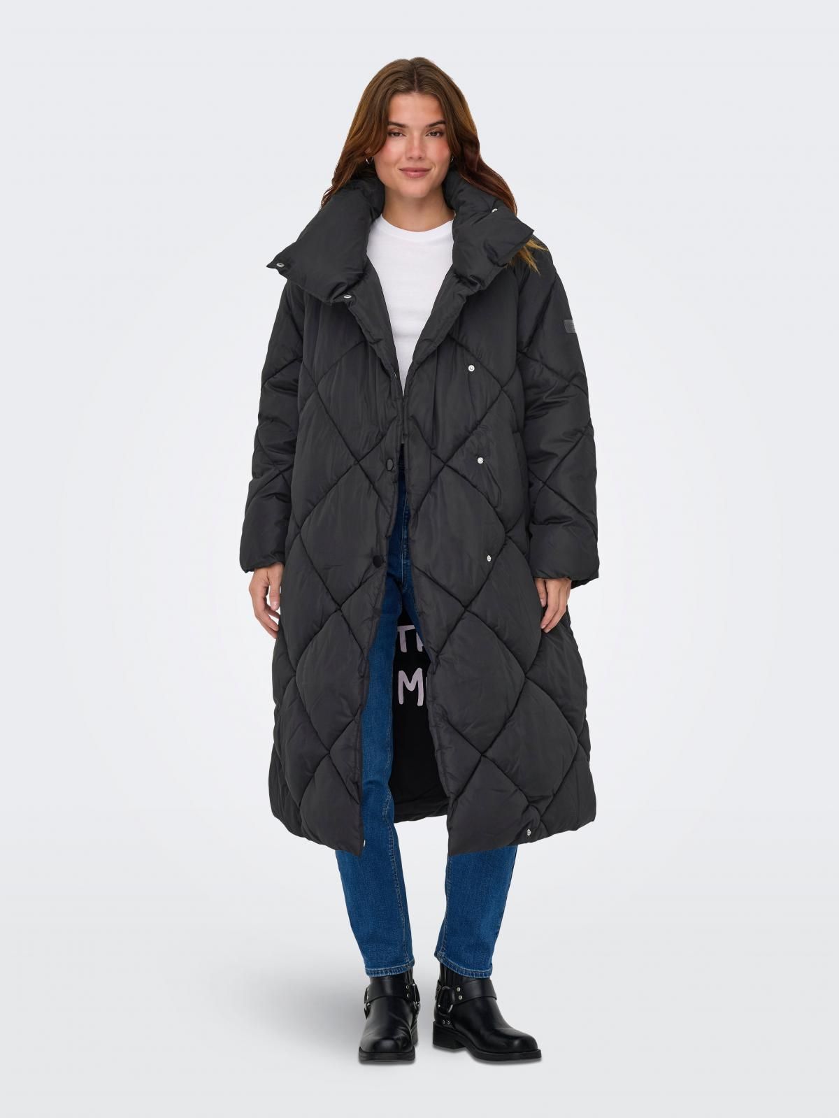 온리 테크니컬 하이넥 롱 패딩 코트 15349292_2161 BLACK / BLACK - 상세 이미지 5