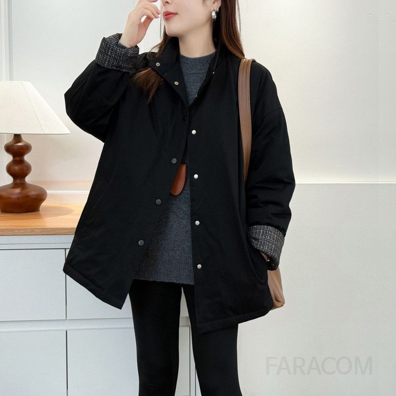 여성 오버핏 하프기장 누빔 자켓 루즈핏 도톰한 데일리 캐주얼 점퍼 아우터 간절기 겨울 - 상세 이미지 2