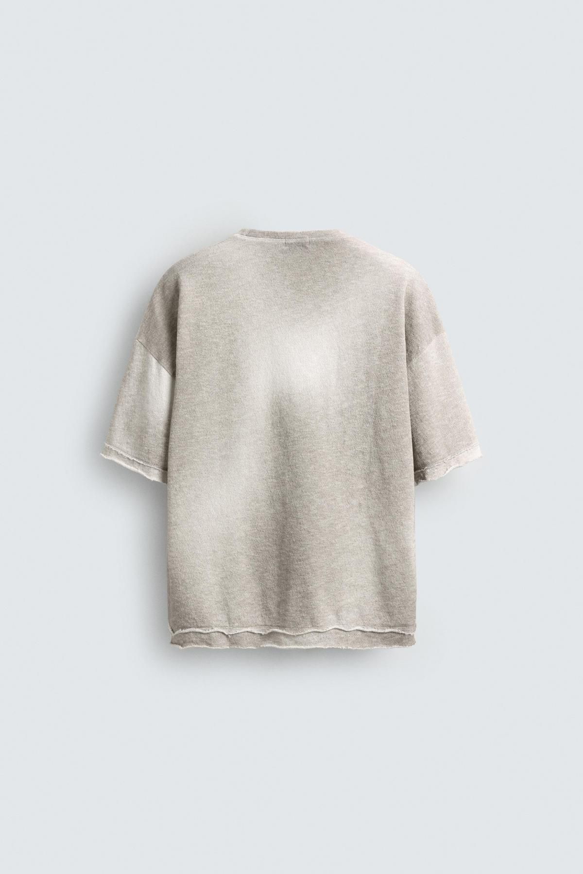 자라 스프레이 프린트 워싱 니트 반팔 티셔츠 4805/492 OYSTER-WHITE 이미지 7