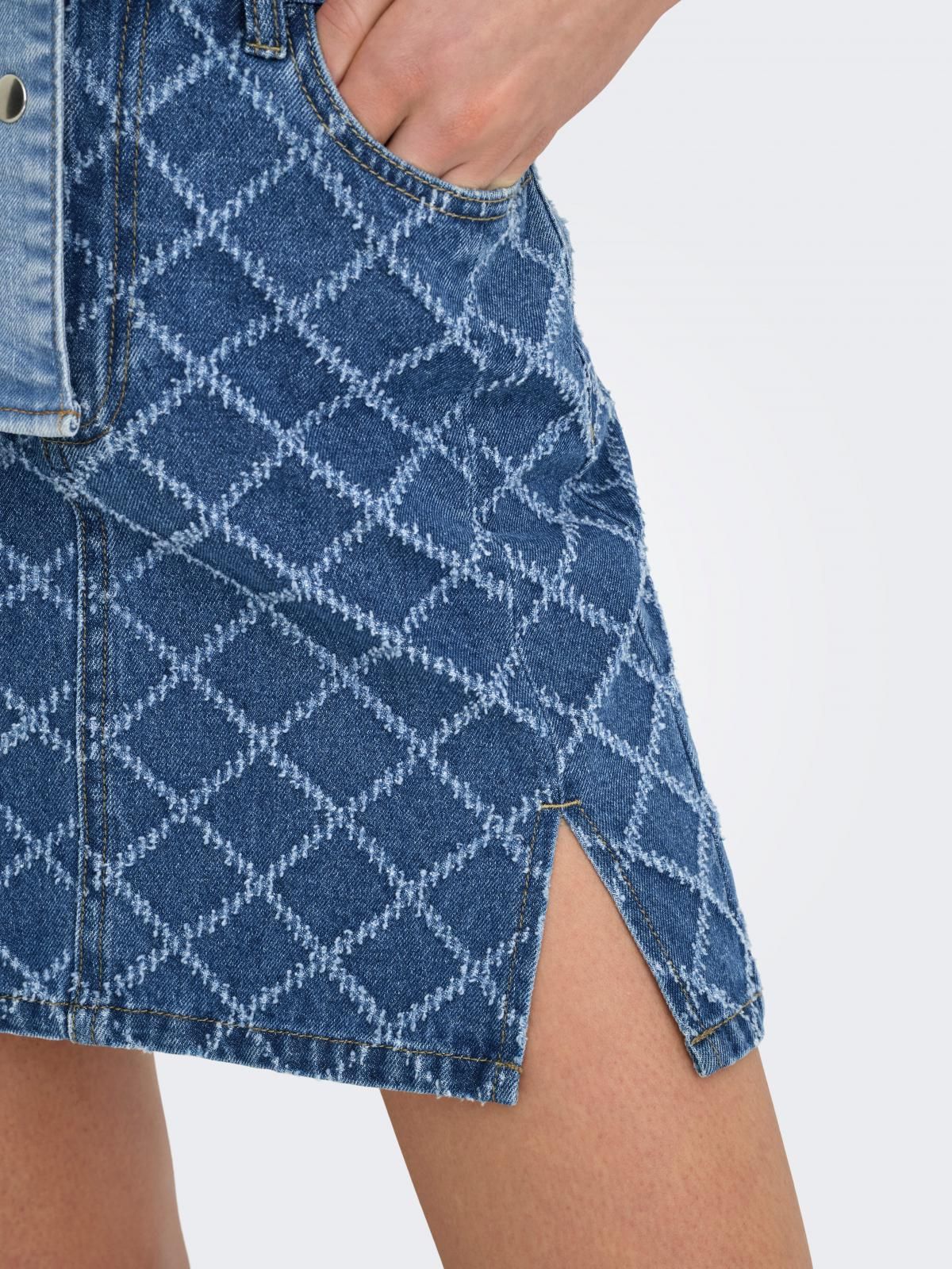 제이디와이 체크 데님 미니 스커트 슬릿 포켓 15353307_2115 BLUE / MEDIUM BLUE DENIM - 상세 이미지 5