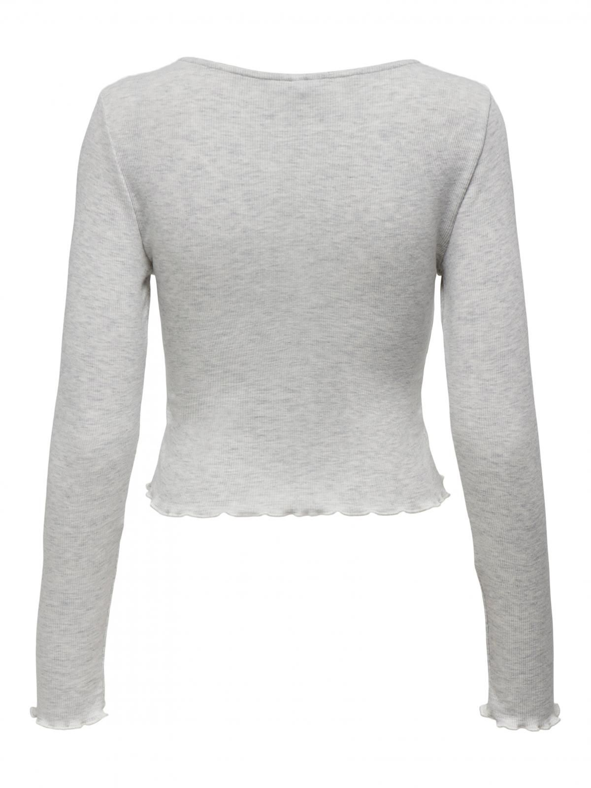 온리 크롭 브이넥 랩 티셔츠 소프트 러플 15338555_2381 GREY / LIGHT GREY MELANGE - 상세 이미지 4