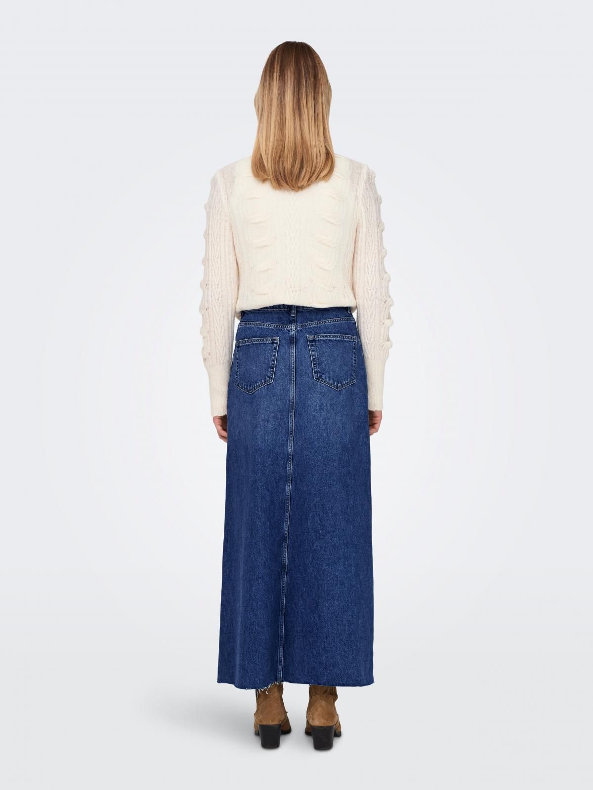 온리 트렌디 하이웨이스트 데님 롱스커트 15327696_2115 BLUE / MEDIUM BLUE DENIM - 상세 이미지 3