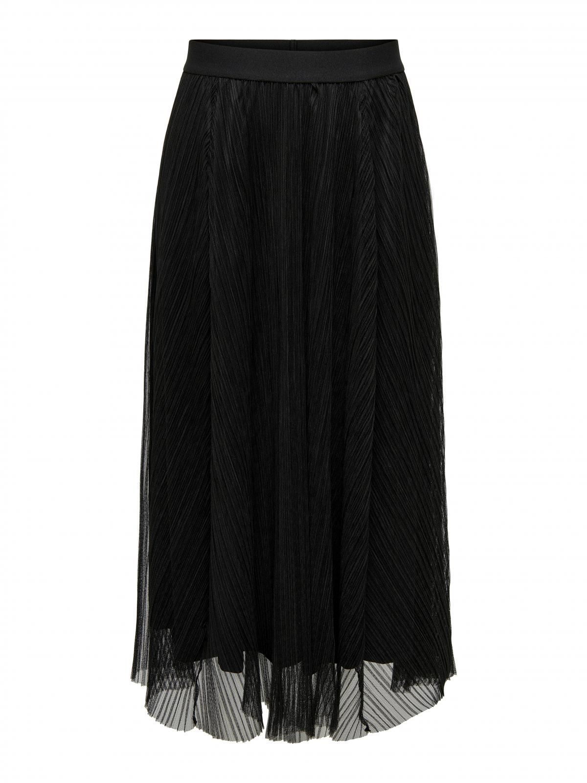 온리 엘라스틱 롱 스커트 블랙 쉬폰 플리츠 15214303_2161 BLACK / BLACK - 상세 이미지 3