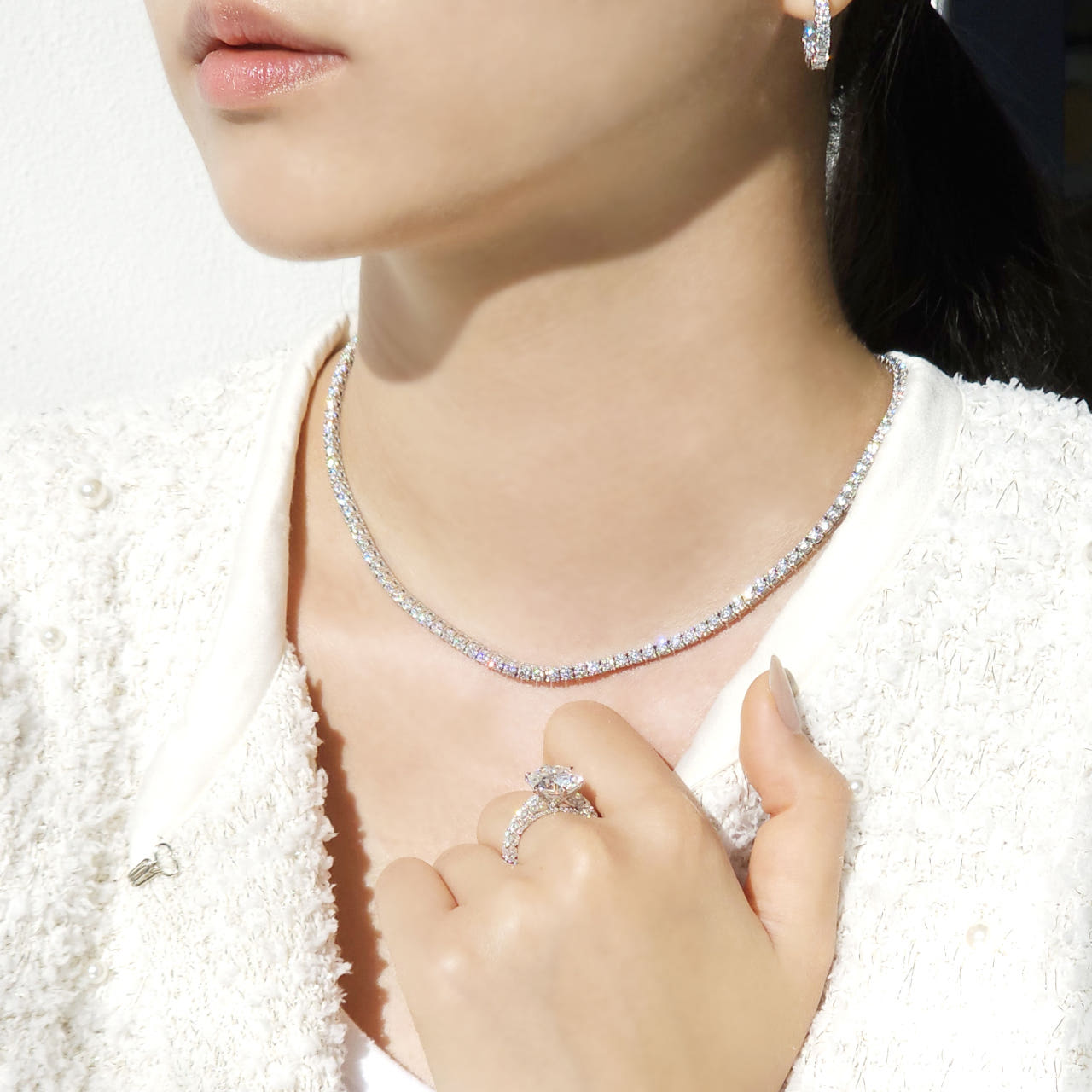 랩다이아 테니스목걸이 1부 고퀄리티 랩다이아몬드 14k 18k - 상세 이미지 3
