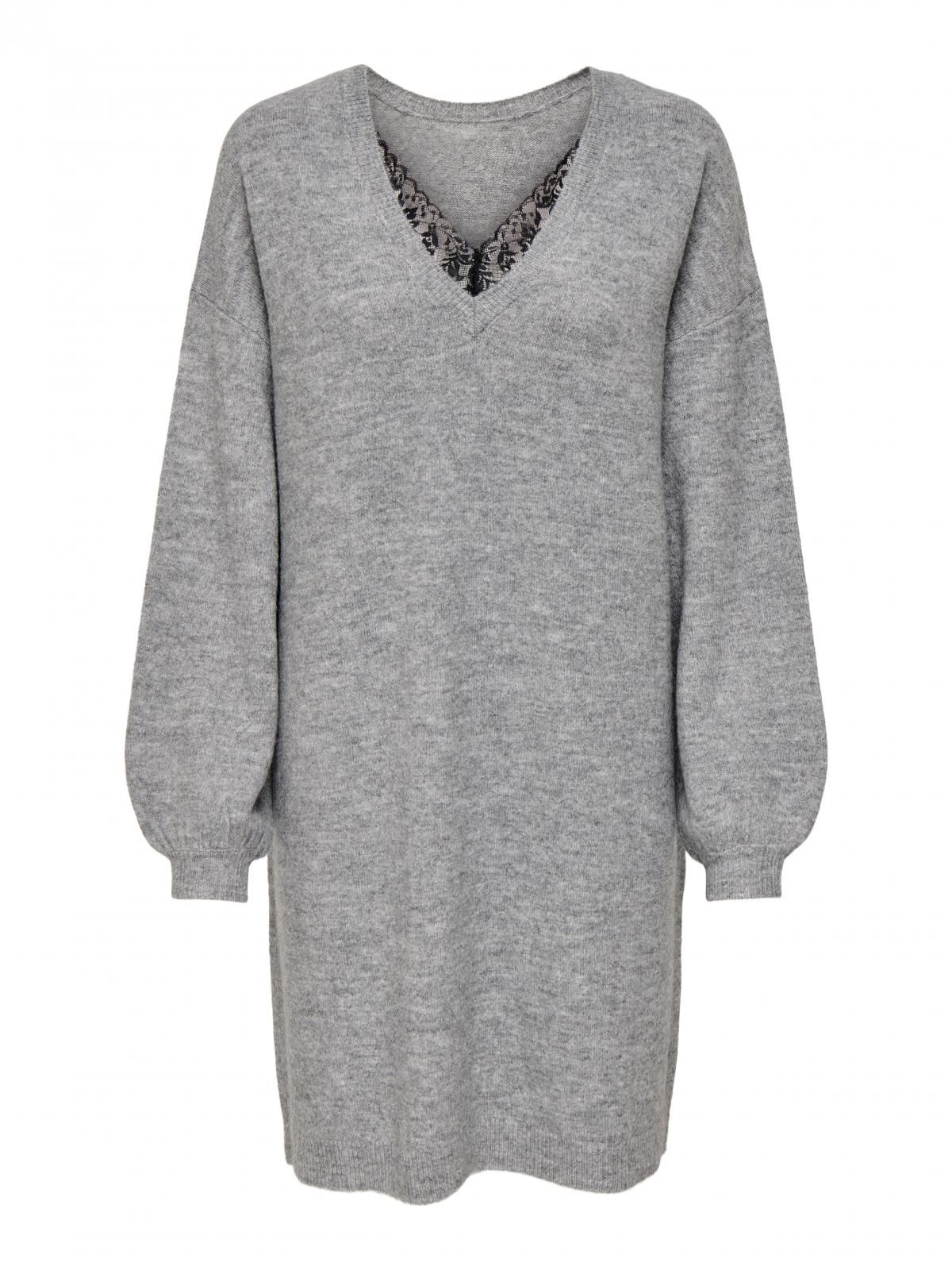 온리 레이스 니트 브이넥 미니 원피스 15329231_2381_1129235 GREY / LIGHT GREY MELANGE - 상세 이미지 3