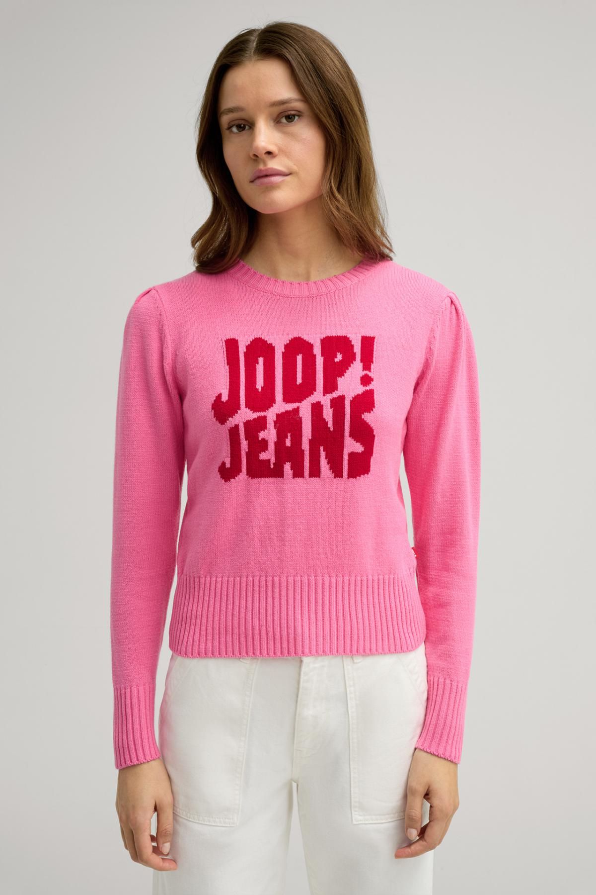 윱 페미닌 라운드넥 핑크 코튼믹스 니트 JOOPJEANS 로고 30046088-10019245-668 PINK - 상세 이미지 2