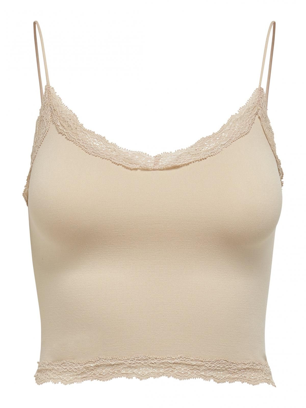 온리 베이직 레이스 크롭 민소매 티셔츠 15190175_318 WHITE / NUDE - 상세 이미지 3