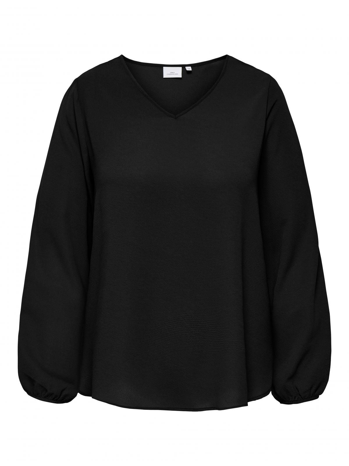온리 빅사이즈 브이넥 블랙 블라우스 15354110_2161 BLACK / BLACK - 상세 이미지 3