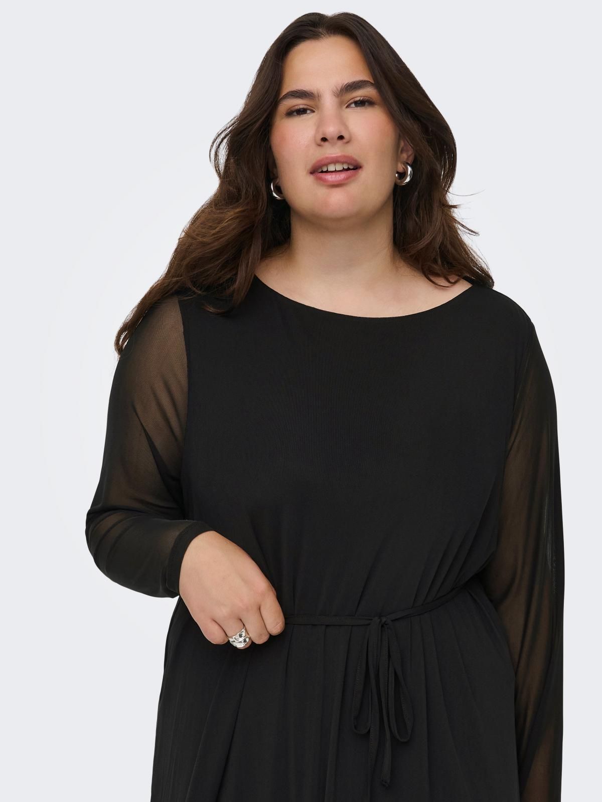 온리 빅사이즈 벨트 블랙 미디 원피스 15334224_2161 BLACK / BLACK 이미지 7