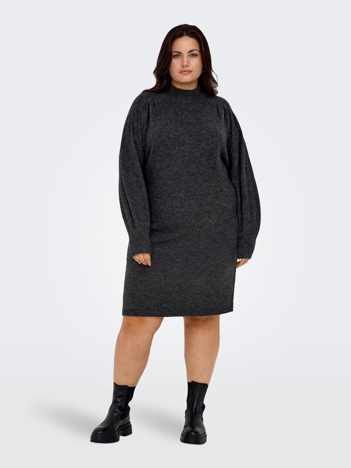온리 빅사이즈 하이넥 니트 미디 원피스 15296183_2383 GREY / DARK GREY MELANGE - 메인 이미지