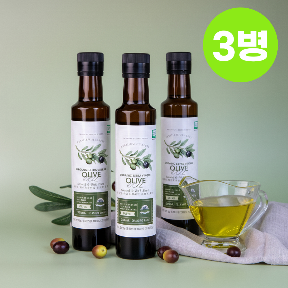 유기농 올리브오일 엑스트라버진 피쿠알 올리브유 공복 효능 올레샷 레몬즙,3병 - 상품 이미지