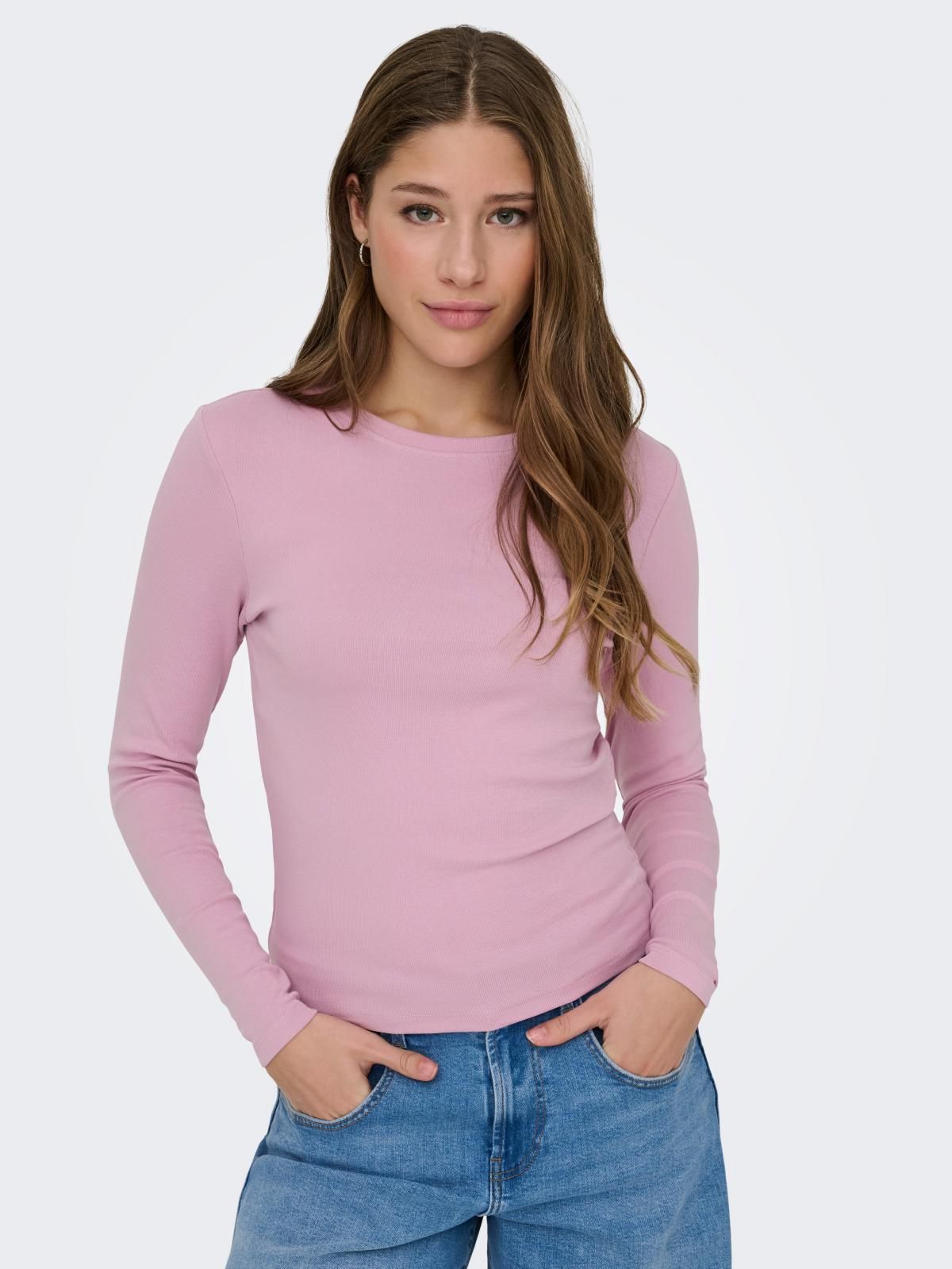 온리 베이직 소프트 슬림핏 긴팔 티셔츠 15323159_1024 PURPLE / MAUVE MIST - 상품 이미지