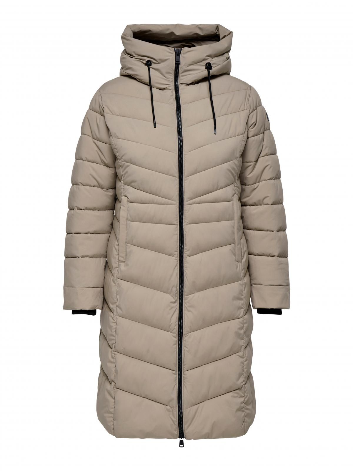 온리 테크니컬 퀼팅 롱 코트 후드 15354594_111 BROWN / SILVER MINK - 상세 이미지 3