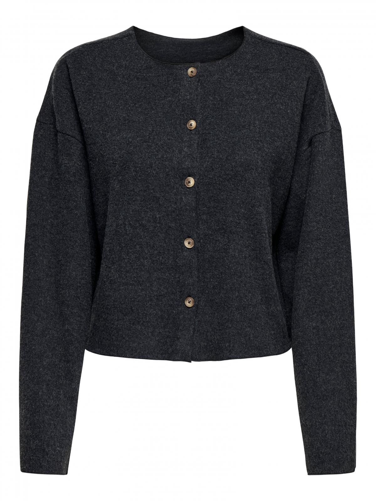 온리 베이직 라운드넥 버튼 가디건 15364998_2383 GREY / DARK GREY MELANGE - 상세 이미지 3