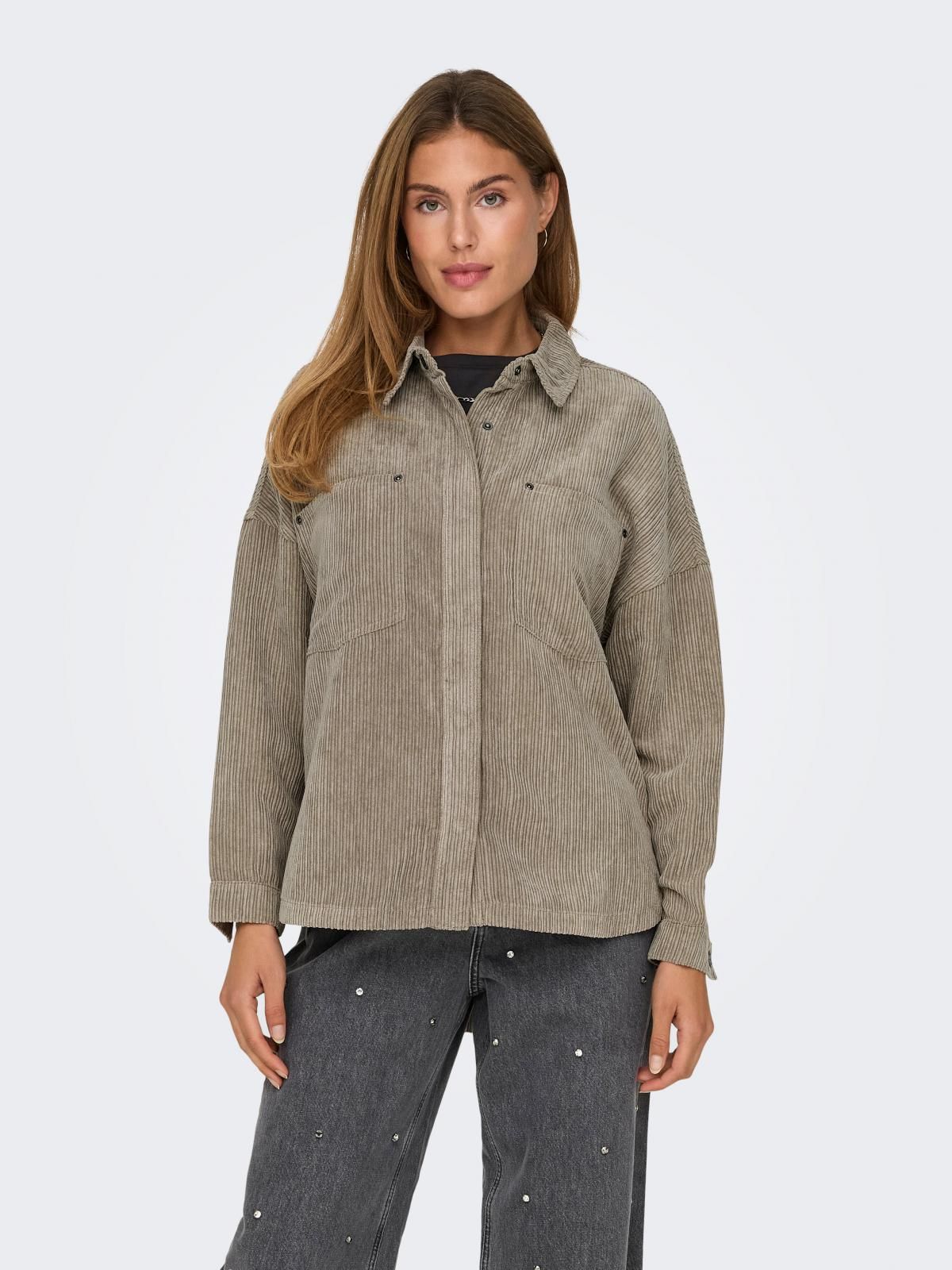 온리 오버핏 코듀로이 긴팔 셔츠 15278351_8524 BROWN / WEATHERED TEAK - 상품 이미지