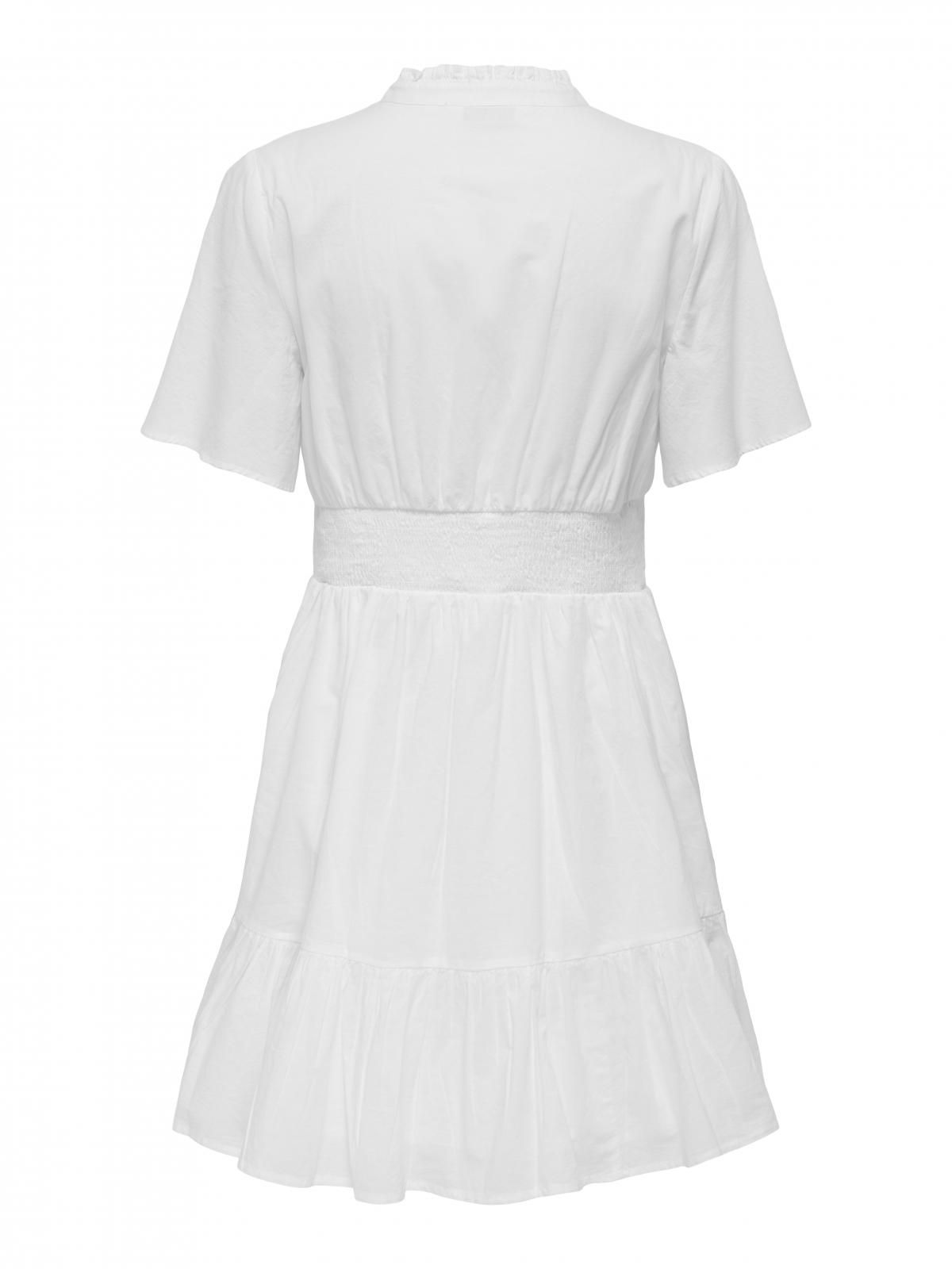 온리 플레어 화이트 브이넥 미니 원피스 15363615_5 WHITE / BRIGHT WHITE - 상세 이미지 4