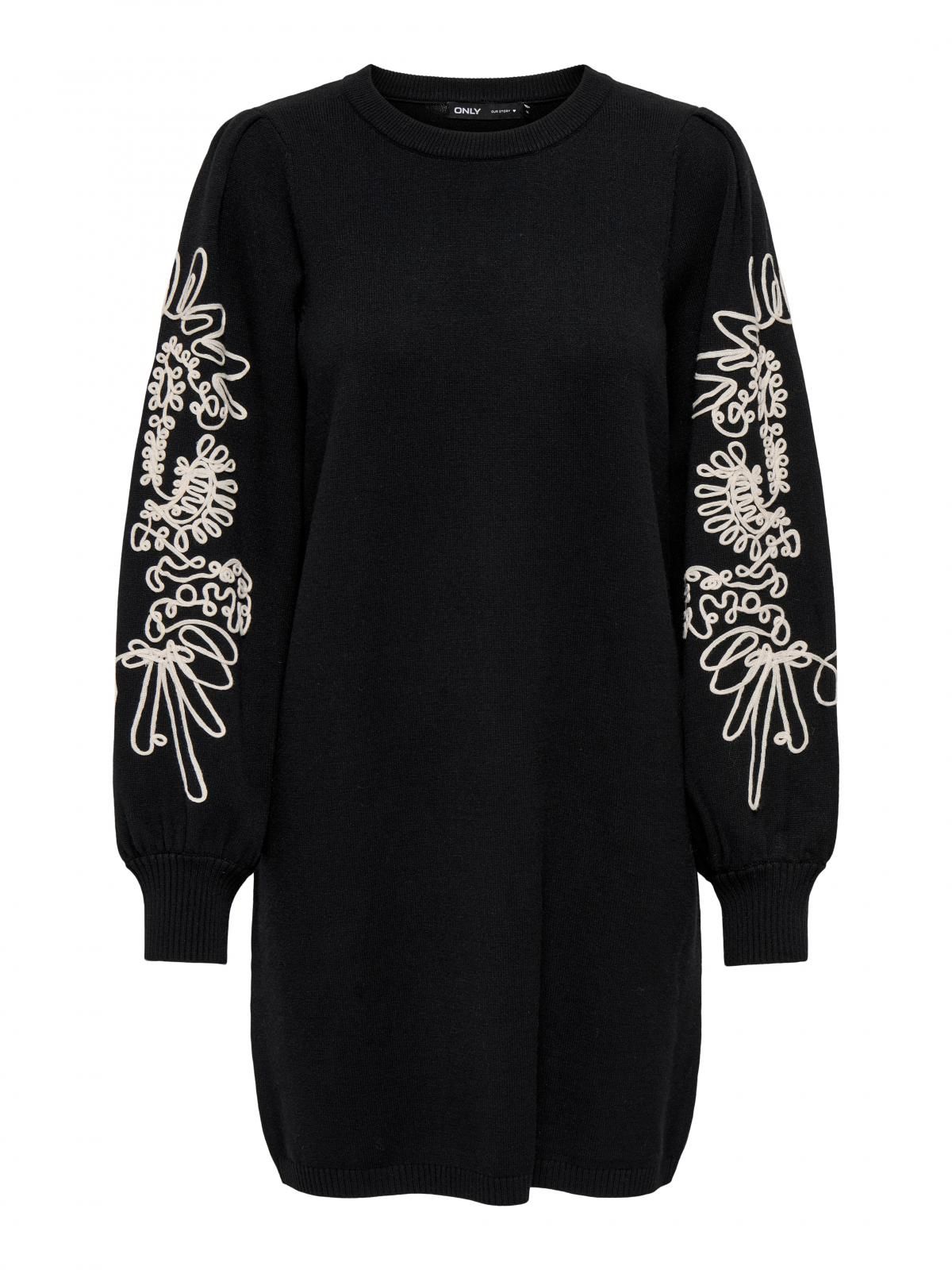 온리 플라워 자수 니트 미니 원피스 15371567_2161_1262352 BLACK / BLACK - 상세 이미지 3
